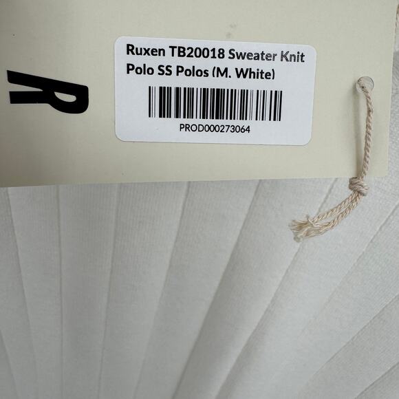 Ruxen sweater men's M polo rib knit shirt short sleeve collar pullover white NEW - Picture 6 of 8